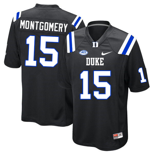 Men #15 Nakeie Montgomery Duke Blue Devils College Football Jerseys Sale-Black - Click Image to Close